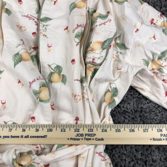Crabtree & Evelyn Robe Womens Small White Cotton Kimono Belted Lemon Floral - Picture 9 of 13
